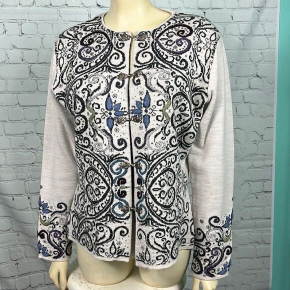 Peruvian Link Embroidered sweater cardigan - Picture 1 of 10